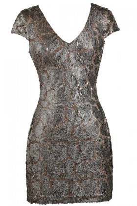 Bronze Mocha Sequin Party Dress, Bronze Mocha Sequin Cocktail Dress, Cute New Years Drses, Cute Holiday Dress, Sequin Party Dress