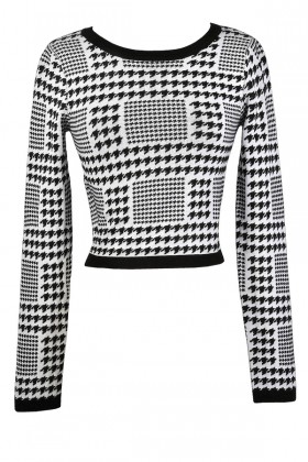 Black and Ivory Houndstooth Top, Cute Two Piece Outfit, Cute Fall Outfit