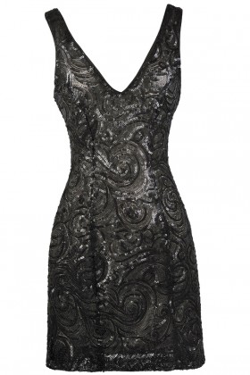 Black Sequin Cocktail Party Dress