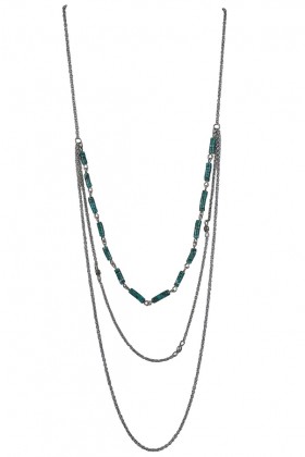 Cute Turquoise Necklace, Turquoise and Silver Layered Necklace, Cute Boho Jewelry