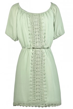 Cute Mint Sundress, Cute Summer Dress, Mint Sage Crochet Lace Dress
