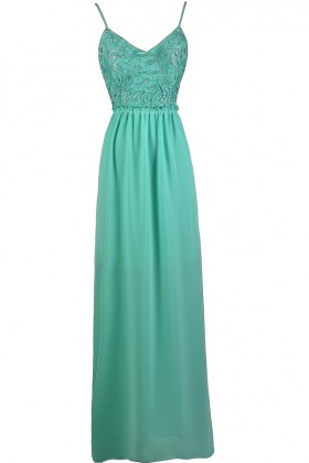 Teal Lace Maxi Dress, Teal Open Back Maxi Dress, Teal Prom Dress