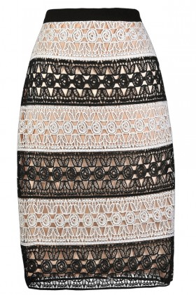 Lace pencil Skirt, Cute Juniors Skirt, Black and White Lace Skirt