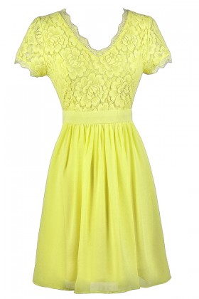 Yellow Lace Dress, Cute Yellow Dress, Yellow Bridesmaid Dress