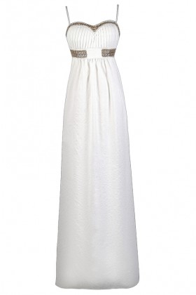 Gold and White Maxi Dress, Summer Maxi Dress, Cute Maxi Dress