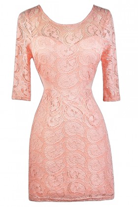 Pale Pink Lace Dress, Pink Lace Bodycon Dress, Cute Pink Dress