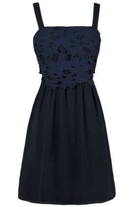 Navy Lace A-Line Summer Party Dress
