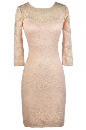 Pink Lace Dress, Lace Pencil Dress, Cute Lace Dress