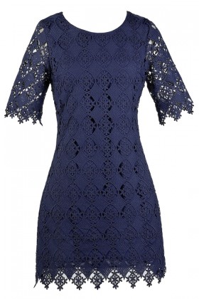 Navy Lace Sheath Dress, Cute Navy Dress, Online Boutique Dress