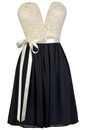 Navy and Ivory Party Dress