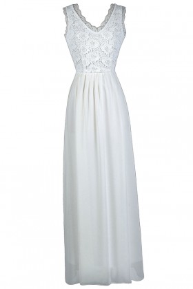Off White Lace Maxi Dress, Cute Summer Dress, White Lace Maxi Dress