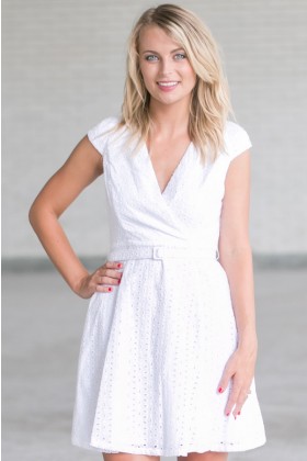 Cute White A-Line Eyelet Dress, Online Boutique Dress, Cute White Sundress, White Summer Dress