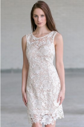 White Lace Rehearsal Dinner Dress