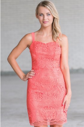 Hydrangea Garden Crochet Lace Dress in Coral