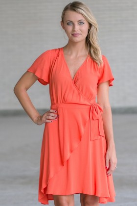 Island Fever Wrap Dress in Orange