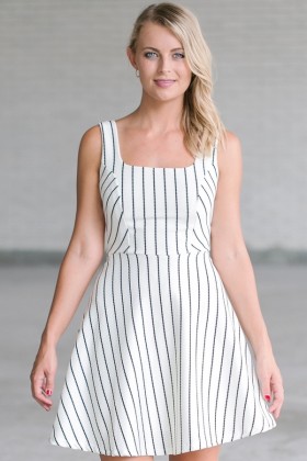 Black and White Striped Summer A-Line Dress