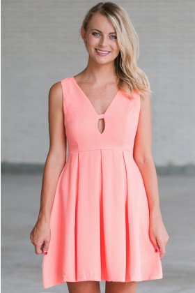 Ashton A-Line Dress in Coral