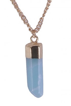 Pale Blue and Gold Crystal Pendant, Cute Online Boutique Jewelry, Boho Necklace