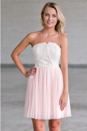 Pink Tulle Rosette Party Dress, Pink Bridesmaid Dress