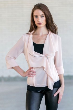 Pale peach jacket, Cute Chiffon summer jacket