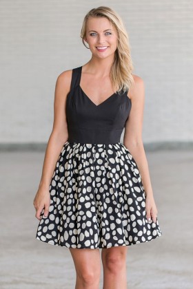 On The Spot Bow Back Black and Ivory Party Dress