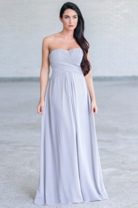 Grey Maxi Formal Bridesmaid Dress