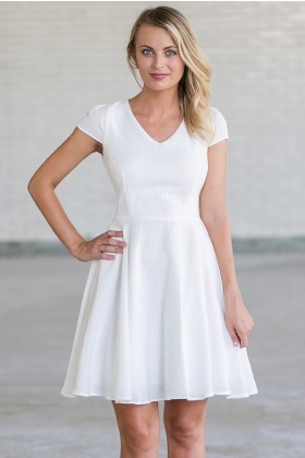 Cute White A-Line Party Rehearsal Dinner Dress