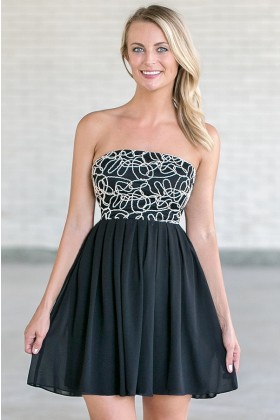 Tangled Webs Strapless Dress in Black