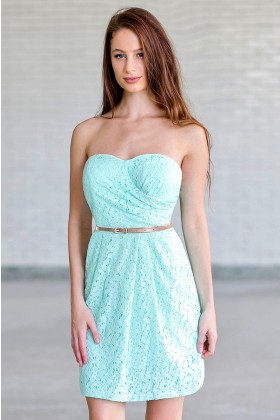 Mint To Be Belted Lace Dress