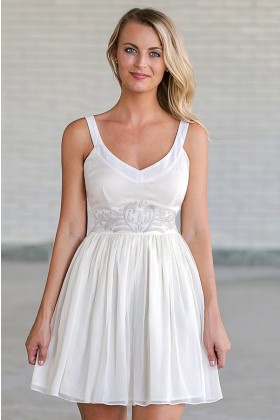 Cream Flourish Waistband Designer Dress