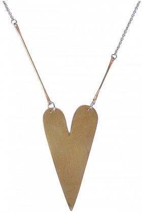 Silver and Gold Heart Necklace, Cute Boho Pendant