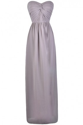 Grey Chiffon Maxi Bridesmaid Dress