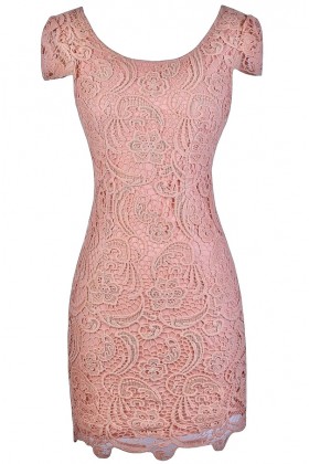 Pink Lace Pencil Dress