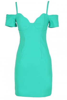 Cold Shoulder Bodycon Bustier Dress in Jade