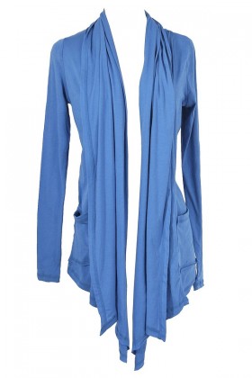 Cozy Up Open Longline Cardigan in Blue