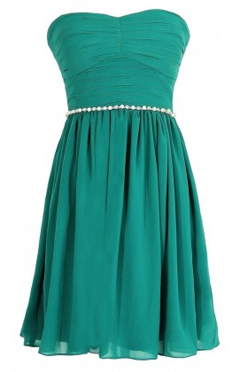 Green Pearl Embellished Bridesmaid Dress