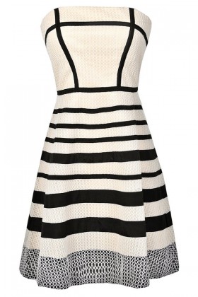 Cute Black and Beige Stripe Dress, Black and Ivory Stripe Dress, Cute Black and Ivory Summer Dress, Black and Beige Party Dress