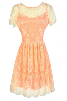 Neon Coral and Lace Dress, Cute Neon Dress, Coral and Ivory Dress, Cute Coral Dress, Ivory and Neon Orange Coral Dress, Coral Juniors Dress, Cute Summer Dress