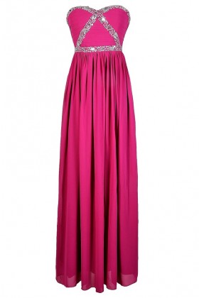 Fuchsia Embellished Maxi Dress, Fuchsia Beaded Prom Dress, Fuchsia Maxi Dress, Cute Fuchsia Prom Dress, Sequin and Rhinestone Fuchsia Prom Dress, Pink Maxi Dress, Beaded Pink Prom Dress