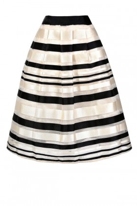 Black and Ivory Stripe Skirt, Cute Stripe Skirt, Black and Ivory Stripe A-line Skirt