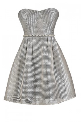 Cute Grey Dress, Grey Stripe Dress, Grey Party Dress, Grey Pearl Dress, Grey A-Line Bridesmaid Dress, Grey Stripe Pearl Dress