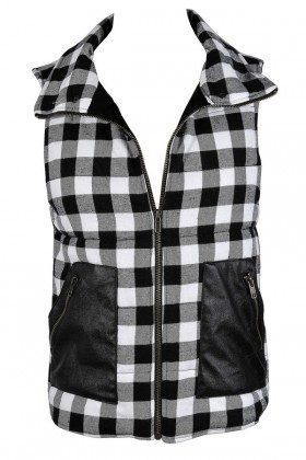 Black and Ivory Plaid Vest, Black and White Plaid Vest, Cute Fall Vest, Cute Winter Vest