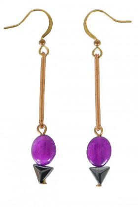 Cute Purple Earrings, Purple Drop Earrings, Purple Dangle Earrings, Purple and Gold Earrings