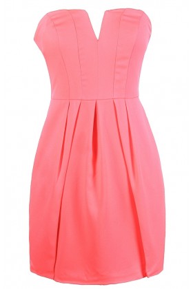 Cute Pink Dress, Hot Pink Dress, Bright Pink Dress, Neon Pink Dress, Hot Pink Strapless Dress, Cute Pink Summer Dress, Bright Pink Cocktail Dress