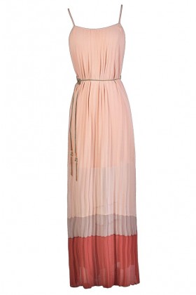 Cute Maxi Dress, Summer Maxi Dress, Colorblock Maxi Dress, Pink and Coral Maxi Dress