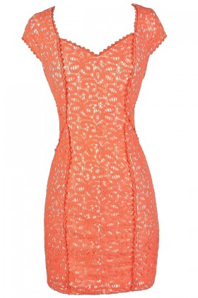 Orange Lace Dress, Orange Lace Pencil Dress, Fitted Orange Lace Dress, Orange Lace Summer Dress, Orange Lace Cocktail Dress