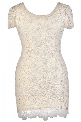 Beige Plus Size Dress, Plus Size Pencil Dress, Plus Size Lace Dress, Beige Lace Pencil Dress, Beige Plus Size Capsleeve Lace Dress