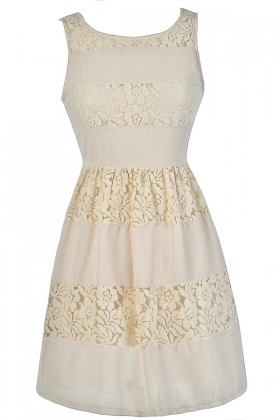 Cute Beige Dress, Beige Lace Dress, Beige A-Line Dress, Beige Party Dress, Beige Summer Dress