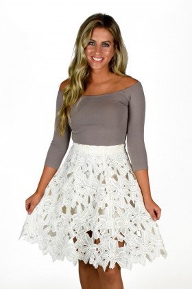 Cute Ivory A-Line Crochet Lace Skirt