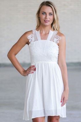 Cute White Summer Dress, White Sundress Online, Boutique Dresses